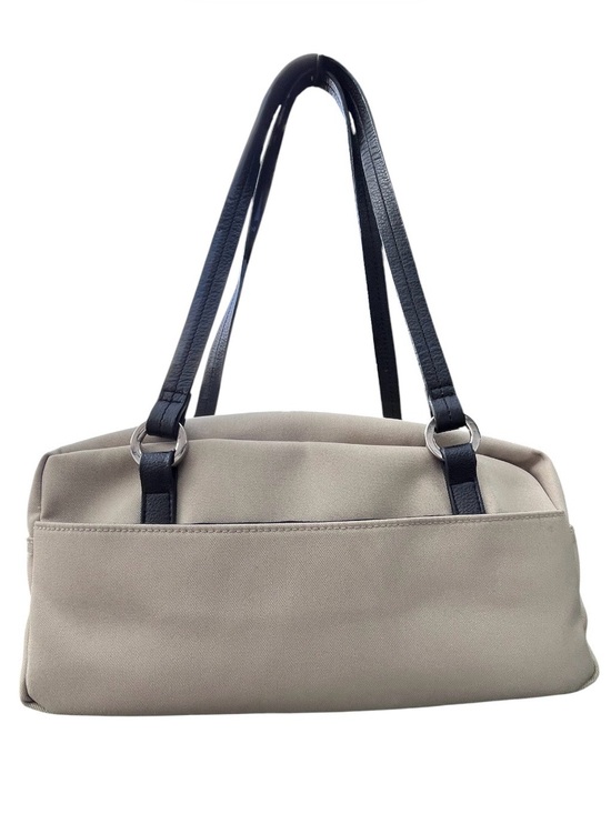 Miztique Handbags - Miztique Beige Nylon Shoulder Bag Black Trim Double Handle Tote